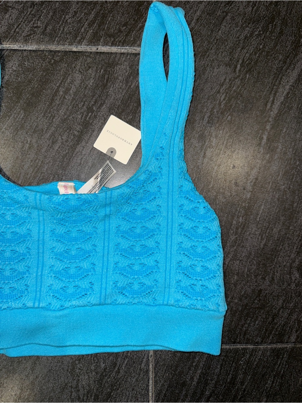 LyreBird Textured Seamless Longline Blue Tank - Picture 3 of 7